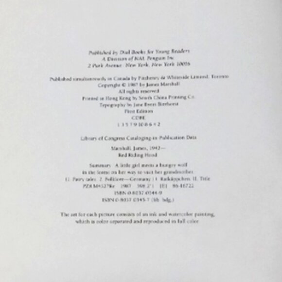 Vintage Hardcover Book Red Riding Hood Retold by James Marshall Dial Books 1987 - Picture 11 of 11